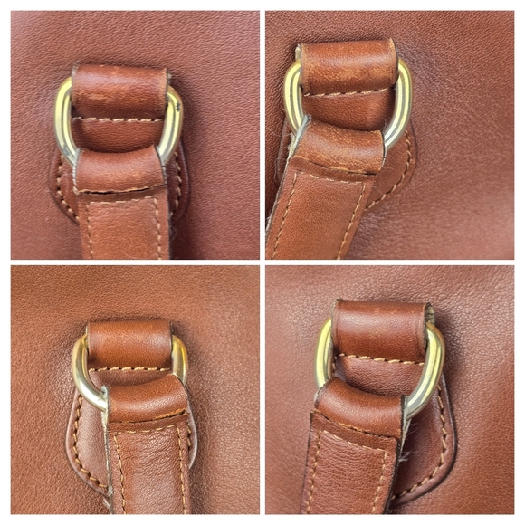 Burberry's Vintage Brown Leather Shoulder Bag Gold Crest Medallion Authentic COA - Picture 7 of 12